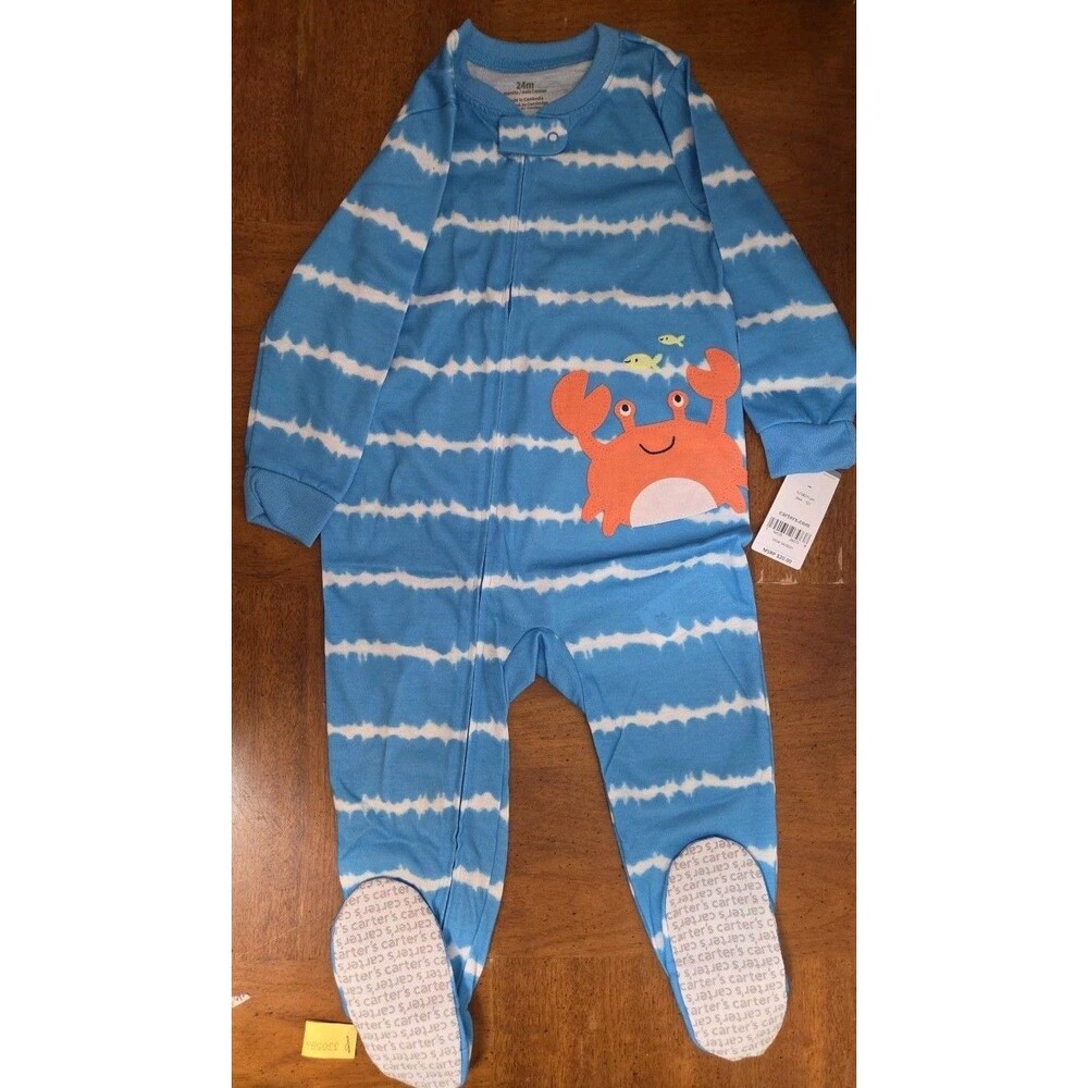Carters Blue Tie Dye Crab Romper Size 24 Months NWT